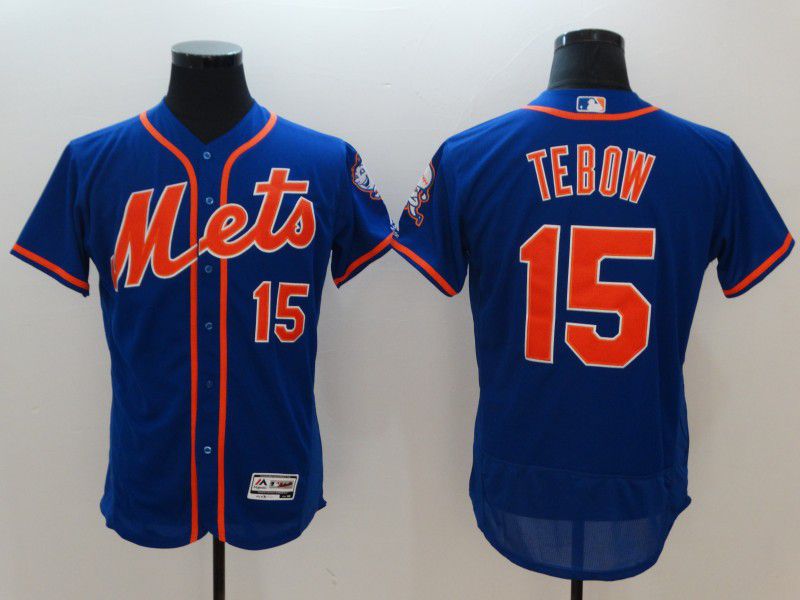 Men New York Mets 15 Tebow Blue Elite MLB Jerseys